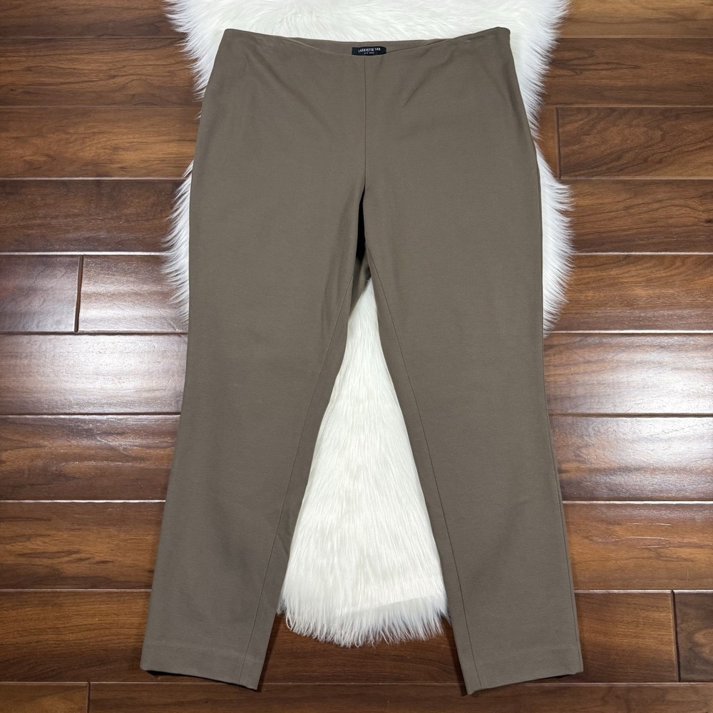 Lafayette‎ 148 Women's Size XL Brown Taupe Ponte Knit Tapered Leg Pants Side Zip